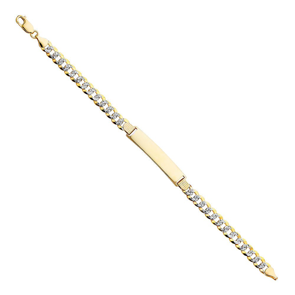 14k Yellow Gold 8.5" Miami Cuban Curb ID Bracelet Diamond-Cut Pave High Polished