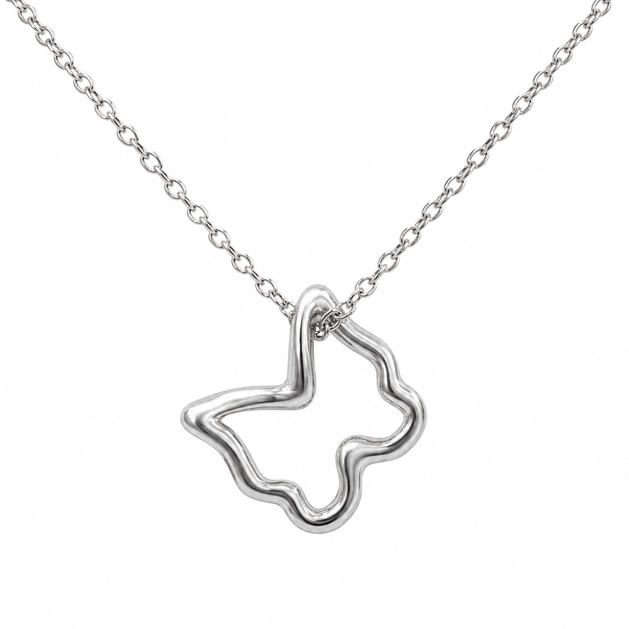 Stainless Steel Butterfly Floater Pendant 18" Cable Chain with 2" Extension