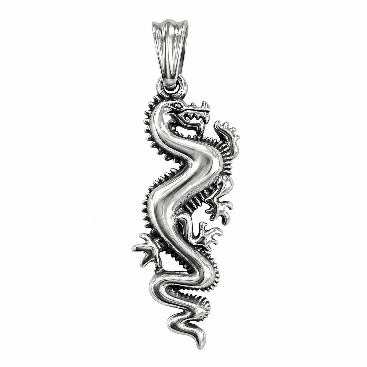Stainless Steel Dragon Long Lizard Animal Charm Pendant