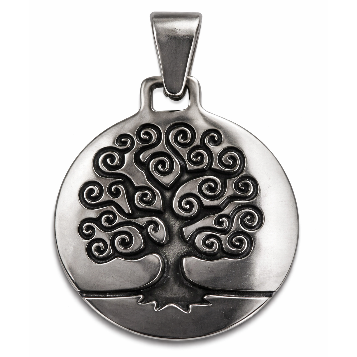 Stainless Steel Tree of Life Celtic Charm Flat Circle Pendant
