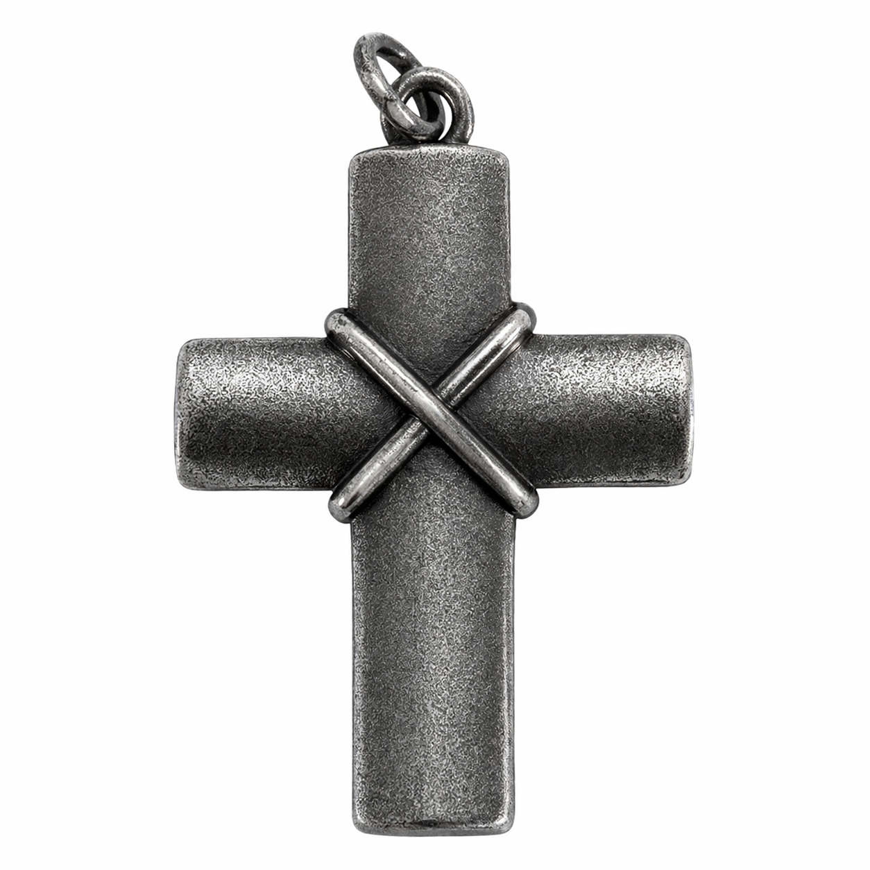 Stainless Steel Oxidized Cross Criss Cross Knot Pendant