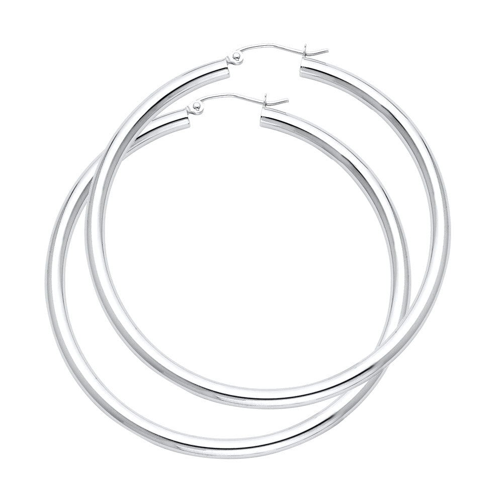 14k Yellow Gold High Polish Hoop Classic Simple Shiny Earrings