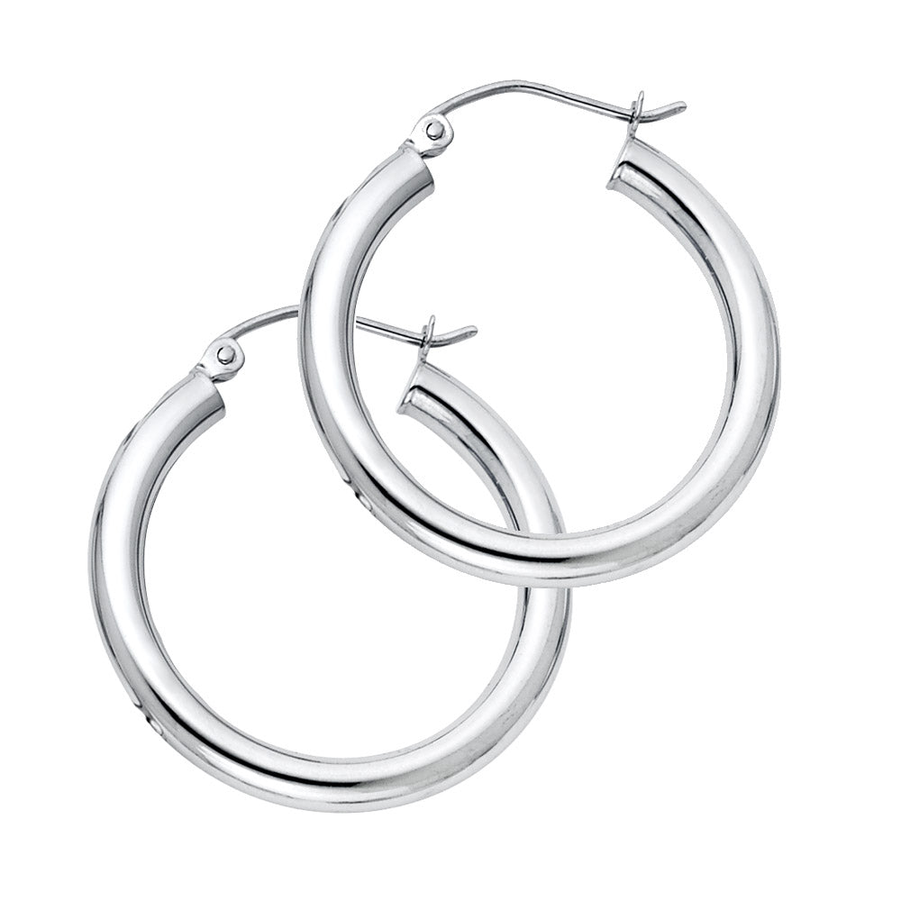 14k Yellow Gold Traditional Hoop Hinge Clasp Round Simple Earrings