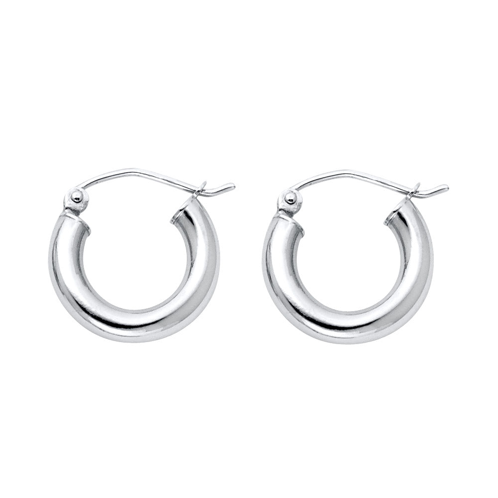 14k Yellow Gold Classic Shiny Hoop Simple Plain Modern Earrings