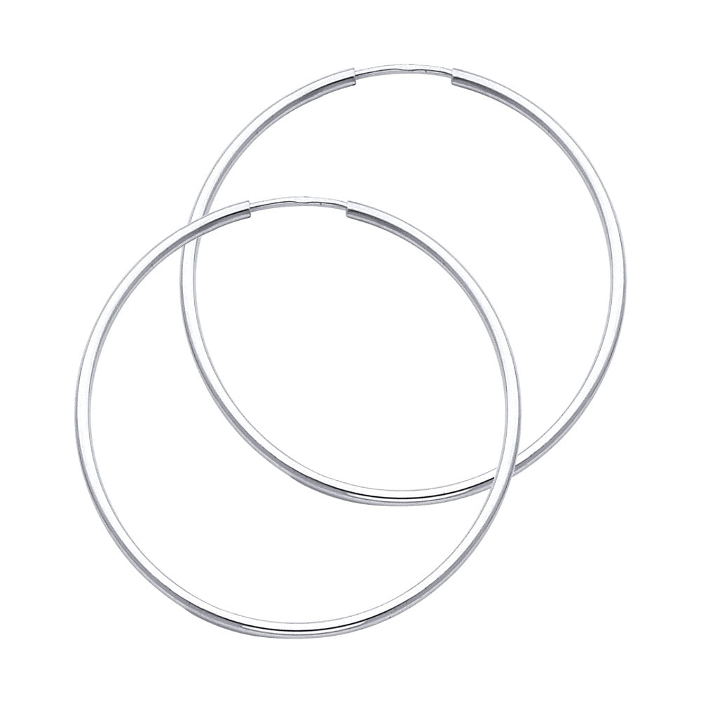 14k White Gold SimpleTube Hoop Fashion Classic Endless Earrings