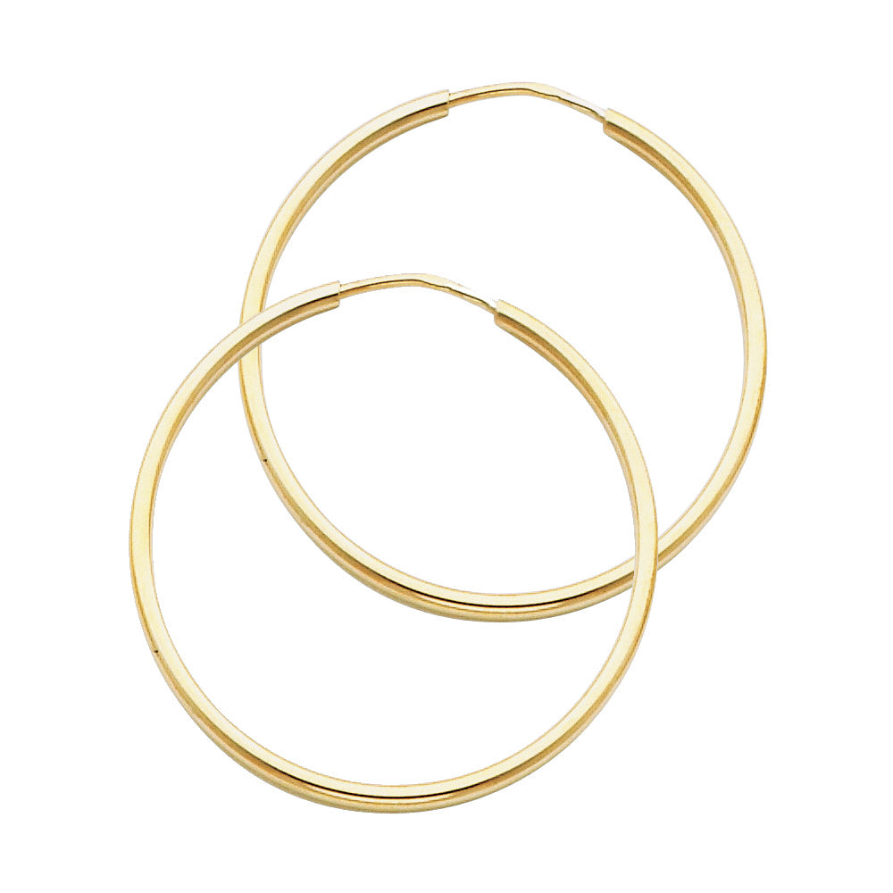 14k Yellow Gold Simple High Polish Hoop Elegant Modern Earrings