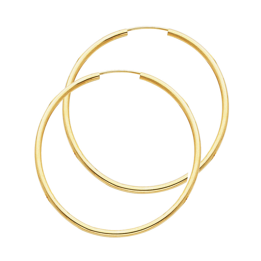 14k Yellow Gold Simple High Polish Hoop Classic Plain Earrings