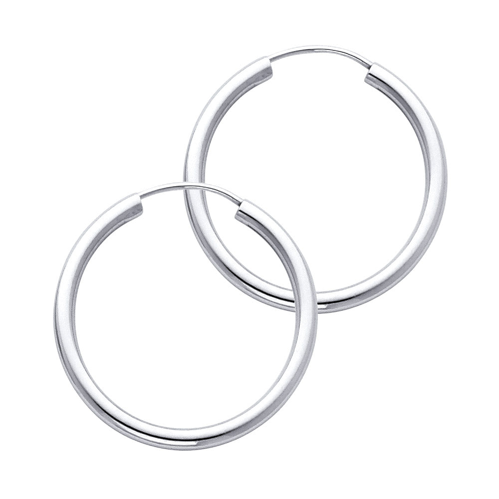 14k White Gold Classic High Polish Hoop Simple Round Fashion Circle Earrings