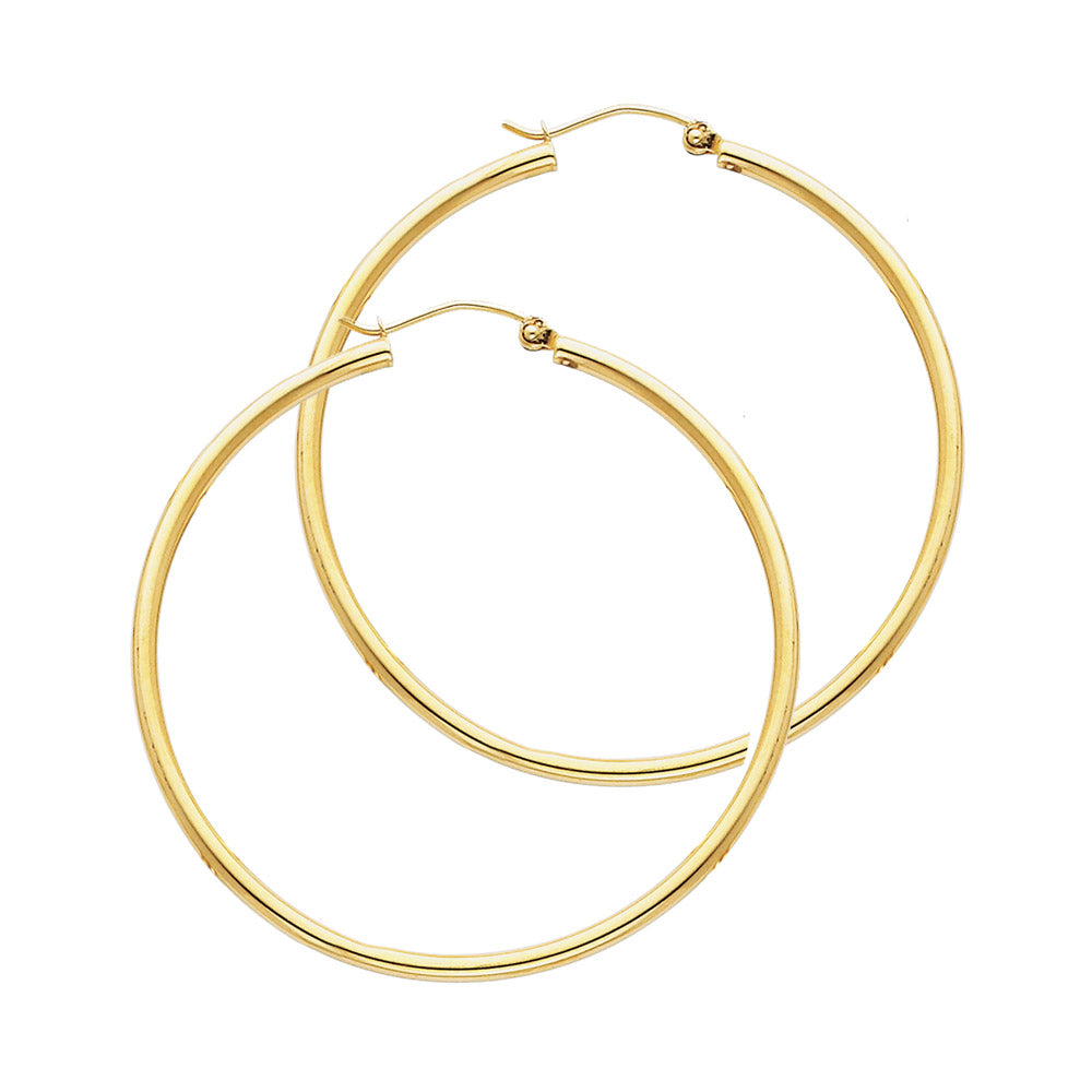 14k Yellow Gold Simple Hoop Circle Round Hinge Clasp Fashion Earrings