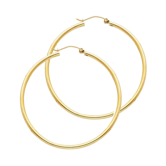 14k Yellow Gold Simple Hoop Circle Round Hinge Clasp Fashion Earrings