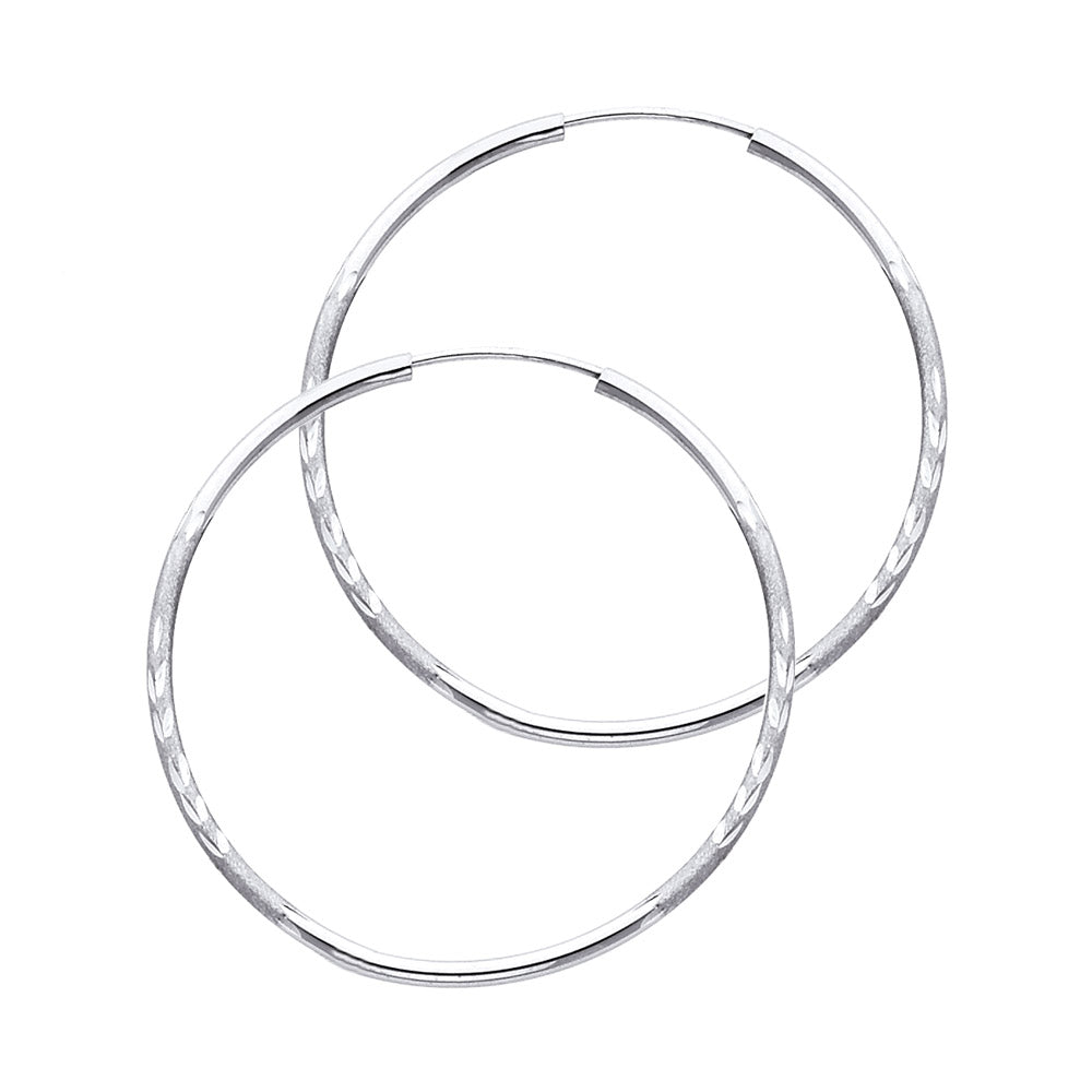 14k White Gold Classic Hoop Simple High Polish Fashion Modern Earrings