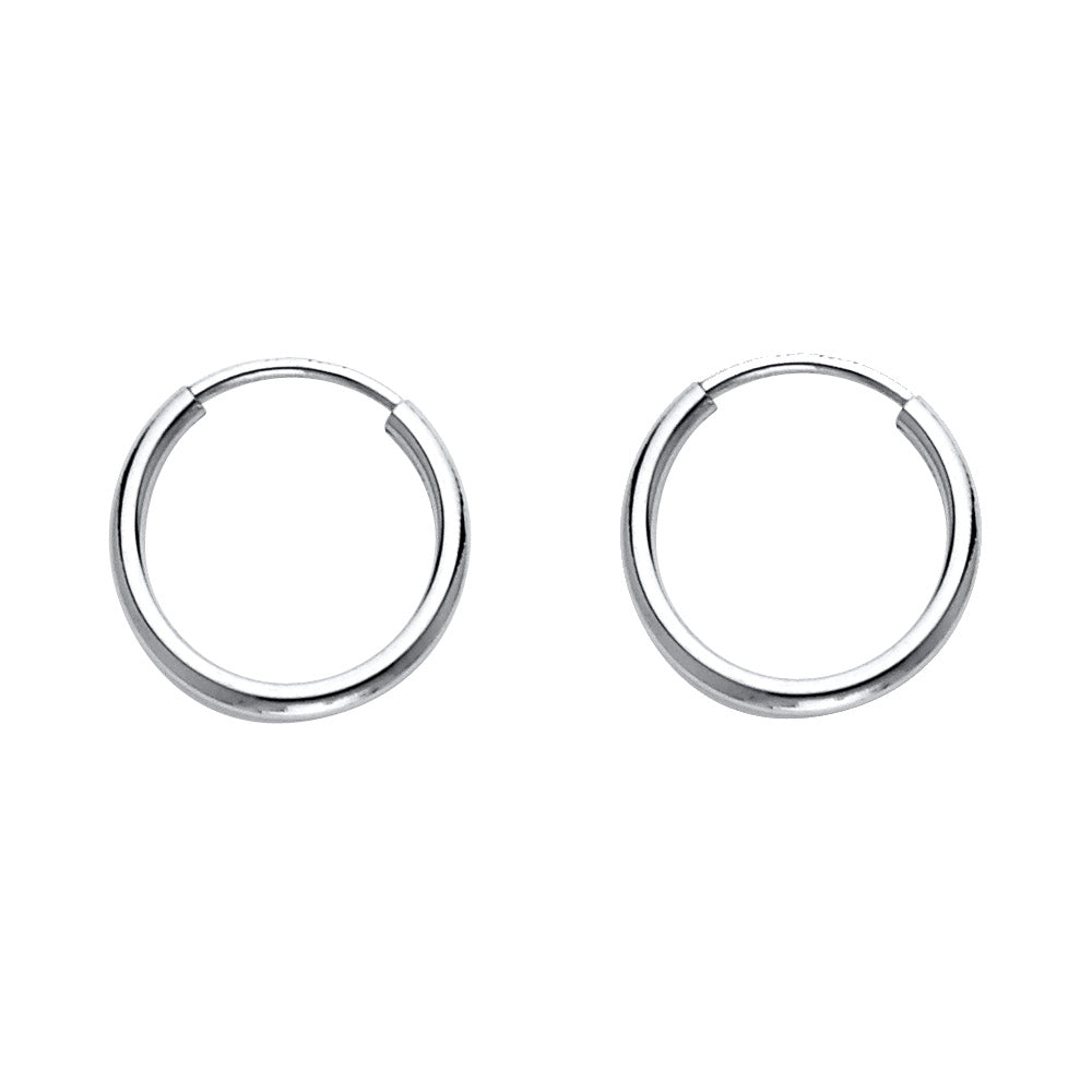 14k White Gold High Polish Hoop Simple Shiny Fashion Classic Earrings