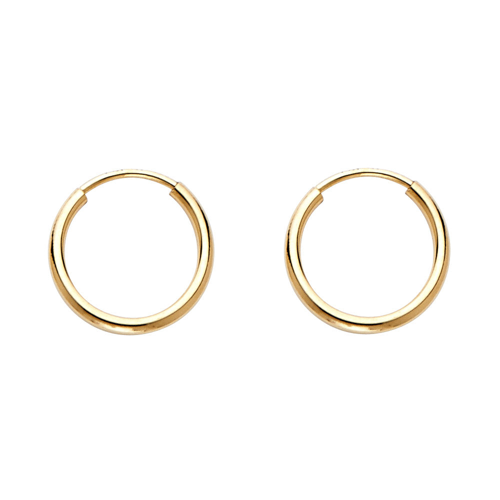 14k Yellow Gold High Polish Hoop Circle Round Classic Earrings