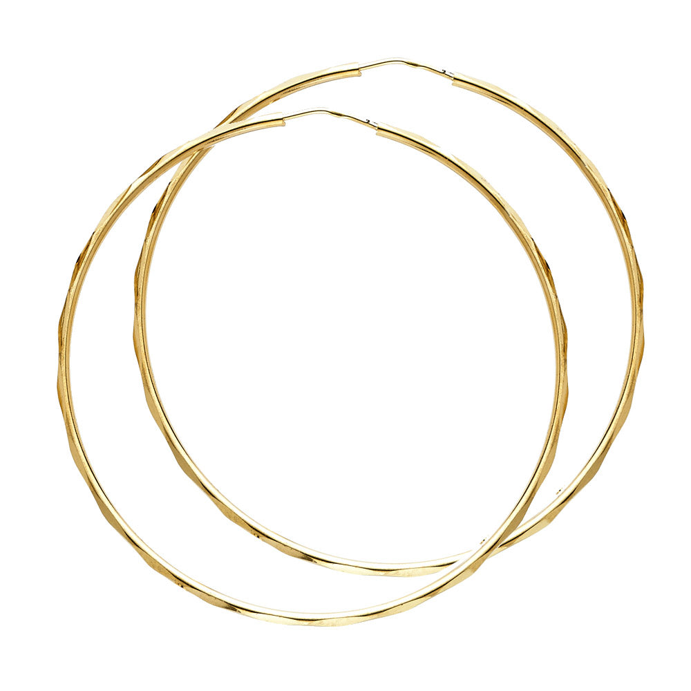 14k Yellow Gold Elegant Circle Hoop Classic Plain Traditional Round Earrings