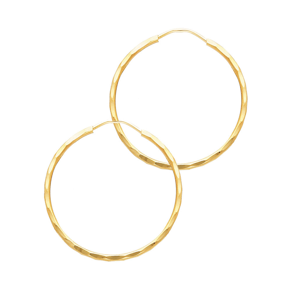 14k Yellow Gold Modern Elegant Hoop Hanging Circle Round Earrings