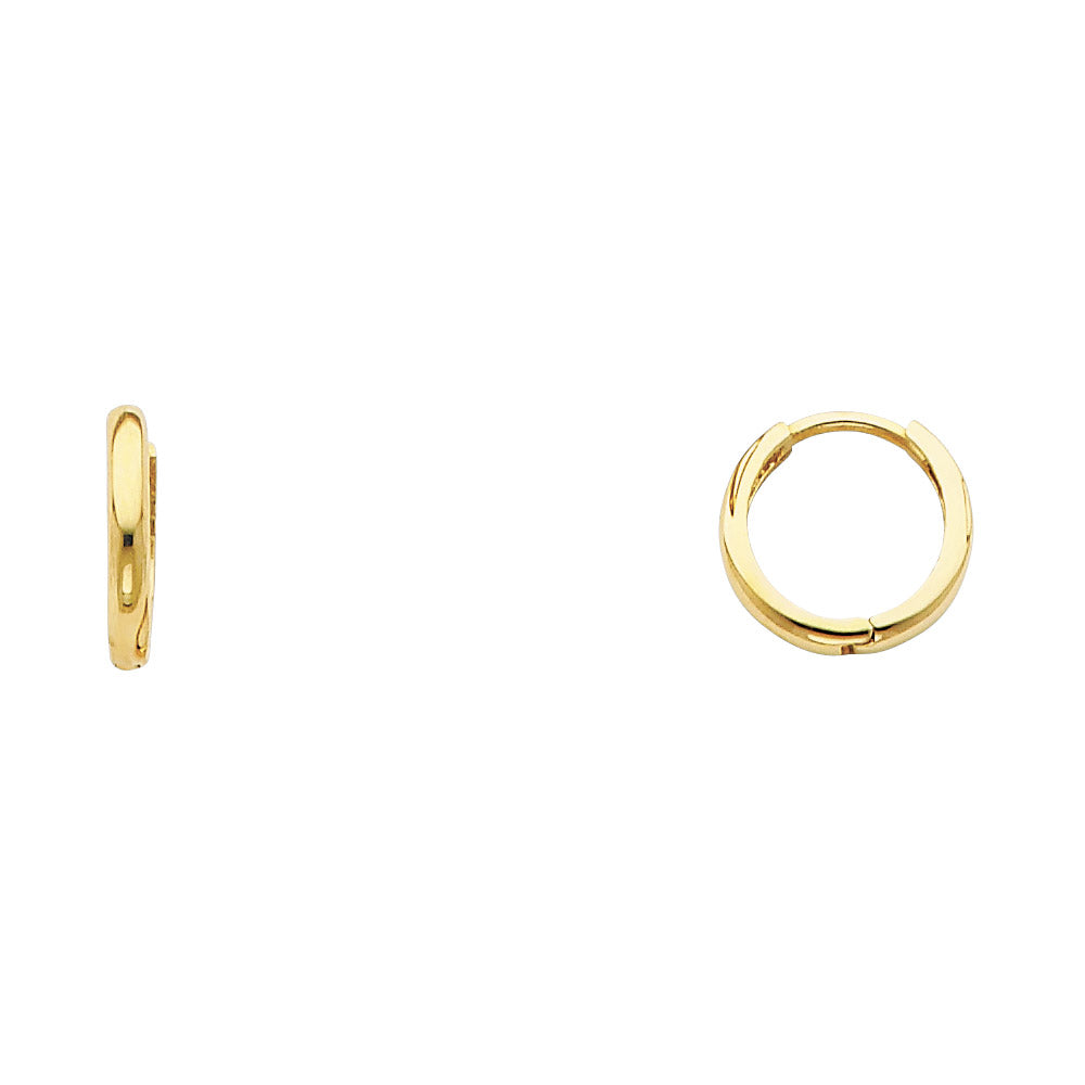 14k Yellow Gold High Polish Hoop Huggie Shiny Simple Classic Earrings