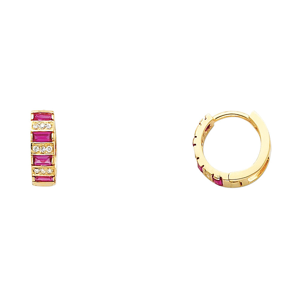 14k Yellow Gold Elegant Rectangle Huggie Hoop Classic Simple Earrings