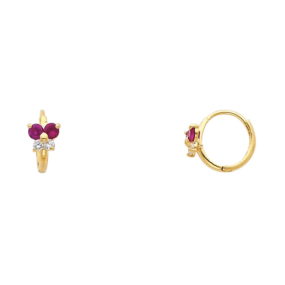 14k Yellow Gold Butterfly Huggie Hoop Circle Animal Round 10mm Earrings