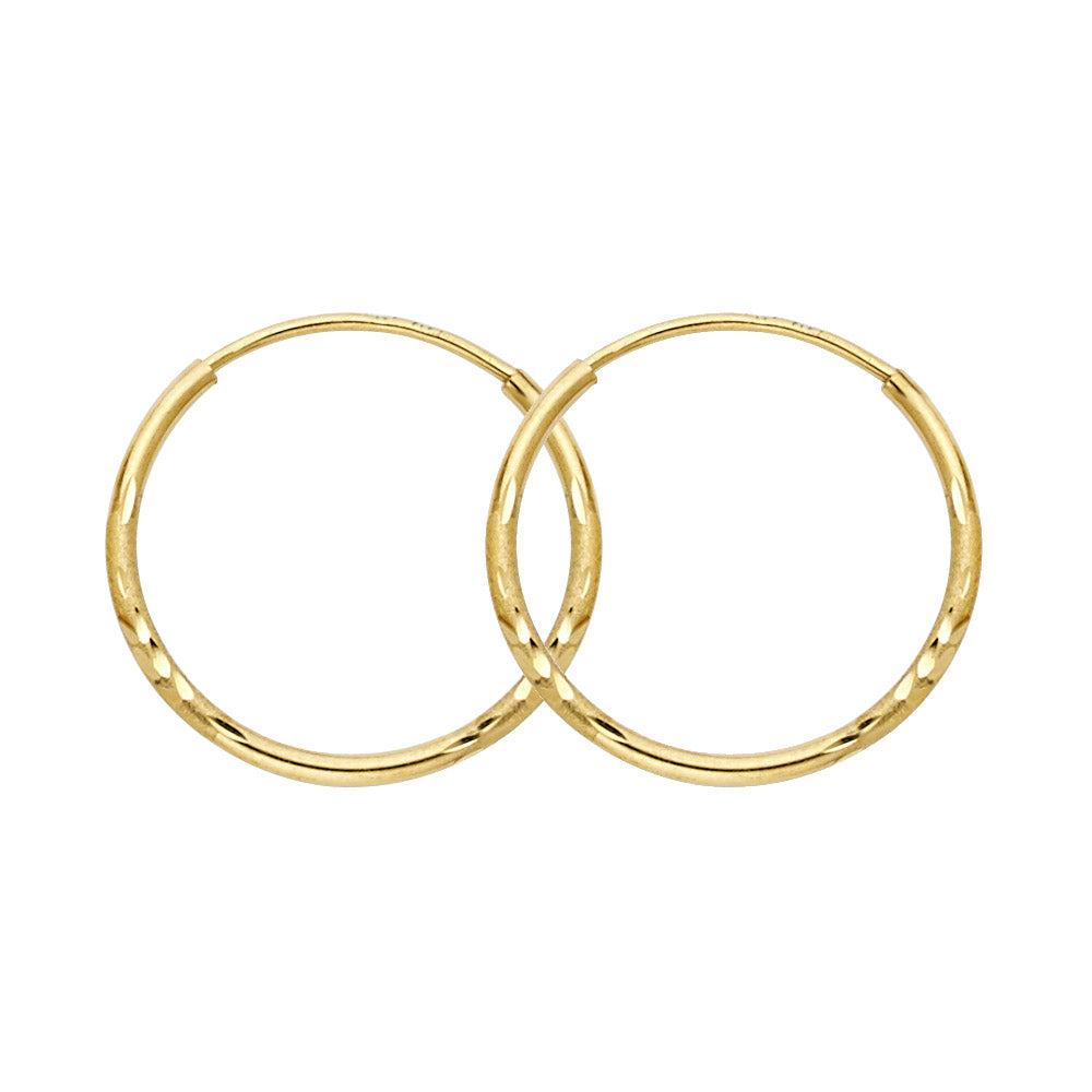 14k Yellow Gold Simple Hoop Bar Elegant Classic Fashion Earrings