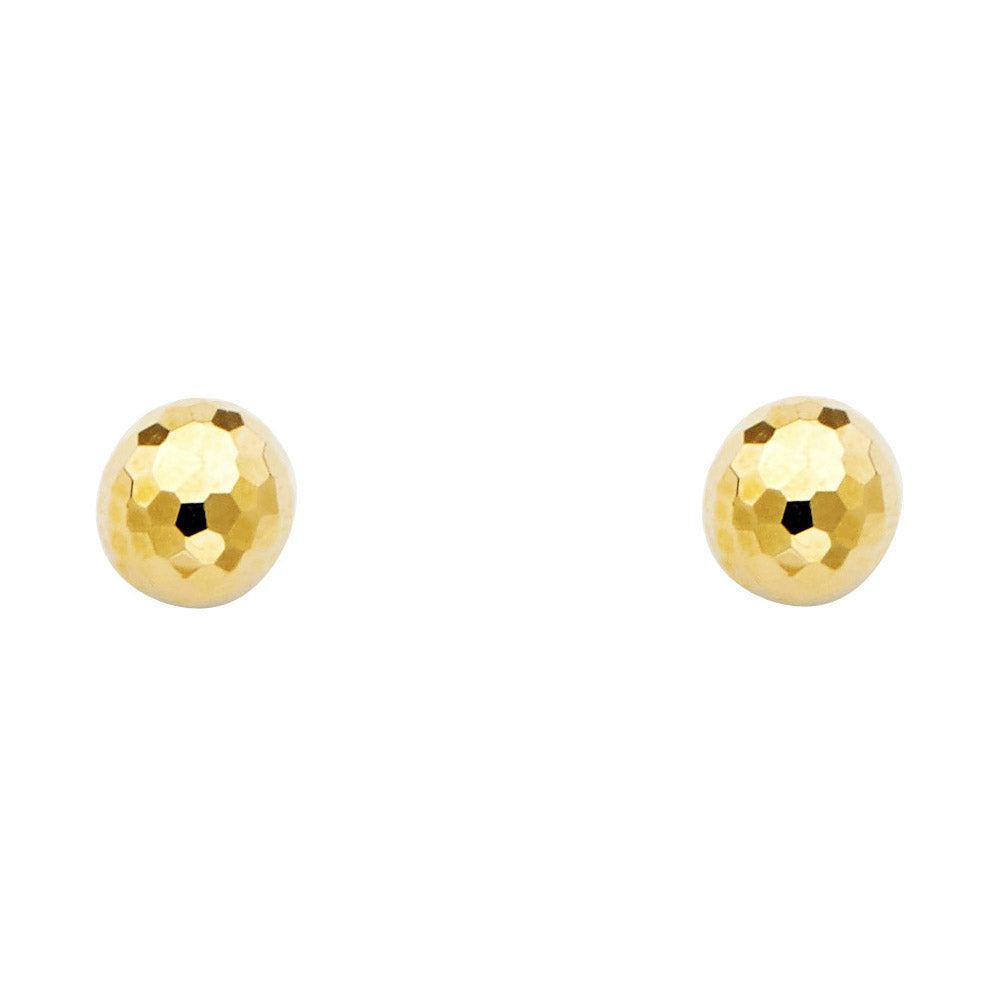 14k Yellow Gold Sphere Disco Ball 7mm Classic Fashion Stud Earrings