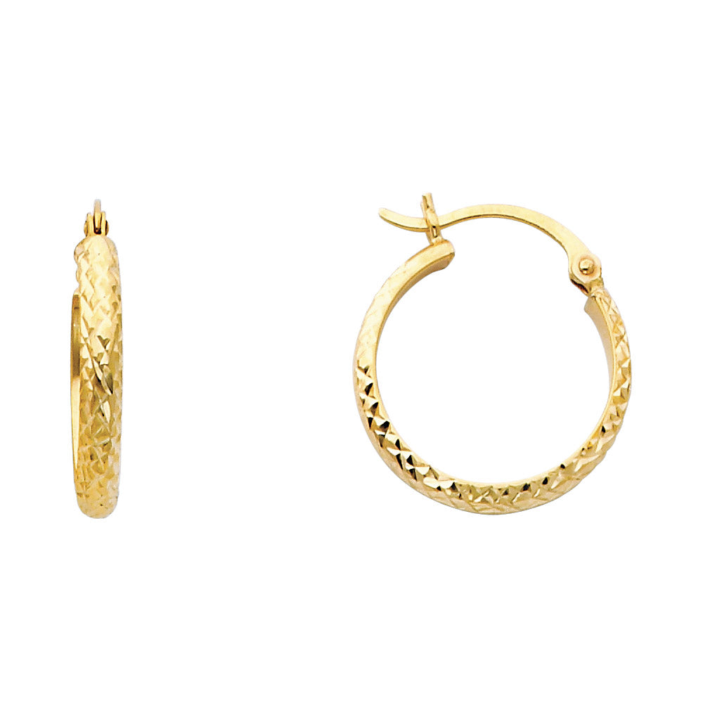 14k Yellow Gold Modern Hoop Simple Minimalist Classic Earrings