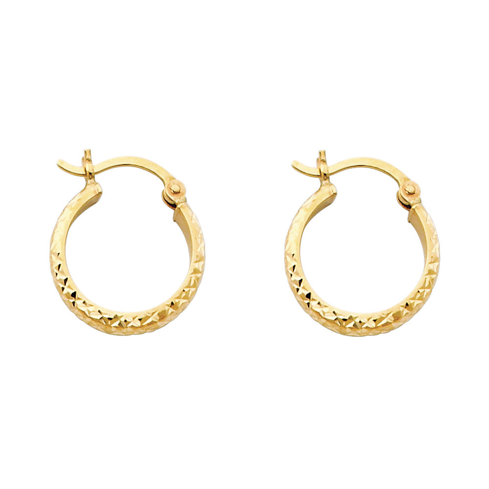 14k Yellow Gold Simple Modern Hoop Classic Hinge Clasp Round Circle Earrings