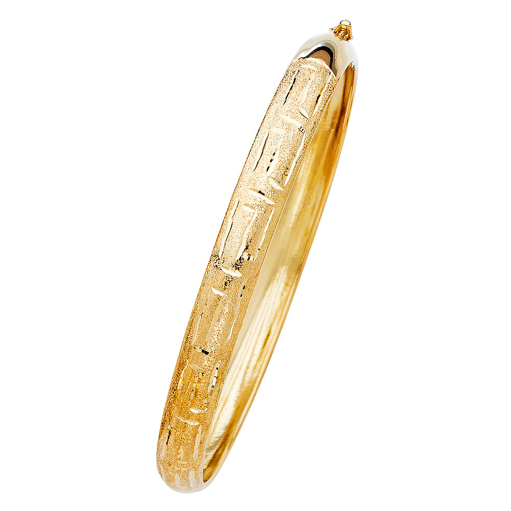 14k Yellow Gold 8" Fancy Flexible Bangle Bracelet 8mm Wide High Polished