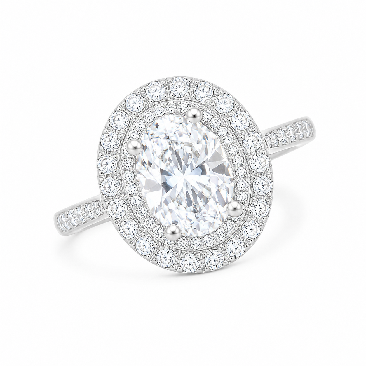 Sterling Silver 2 ct Oval Moissanite VVS1 Solitaire Wedding Engagement Ring