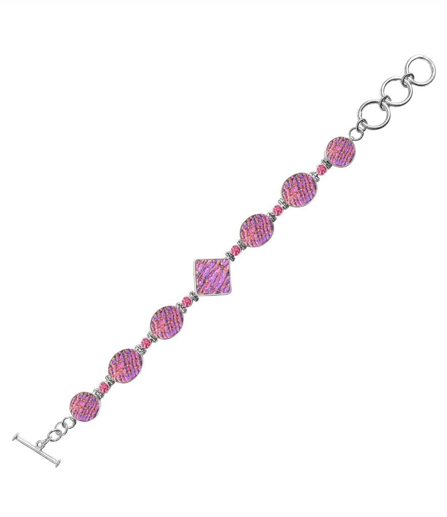 Sterling Silver Dichroic Glass Handmade Bracelet 8" Toggle Clasp