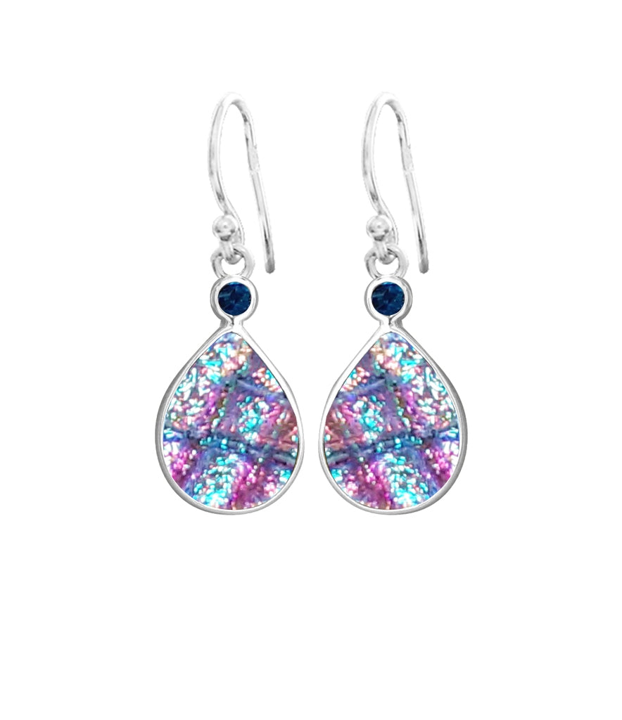 Sterling Silver Dichroic Glass Handmade Hook Earrings