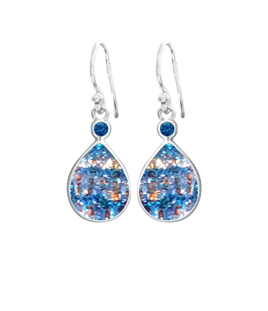 Sterling Silver Dichroic Glass Handmade Hook Earrings