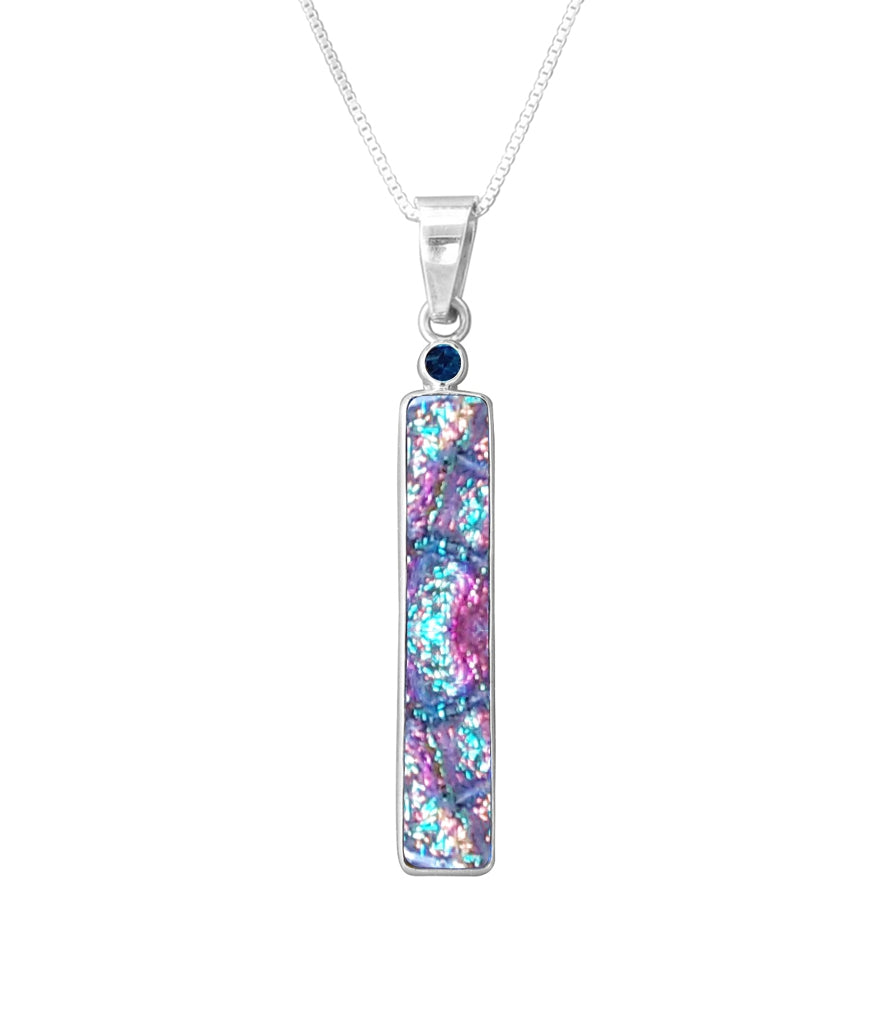 Sterling Silver Dichroic Glass Handmade Hook Pendant (No Chain)