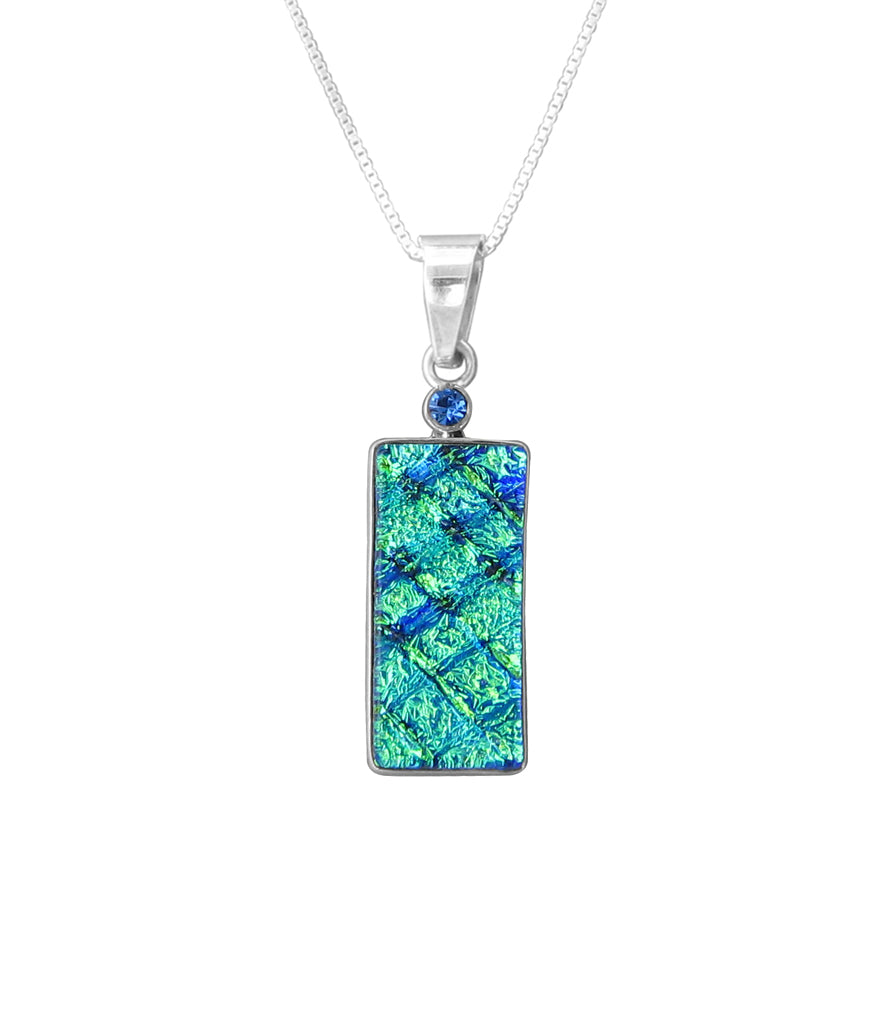 Sterling Silver Dichroic Glass Handmade Hook Pendant (No Chain)
