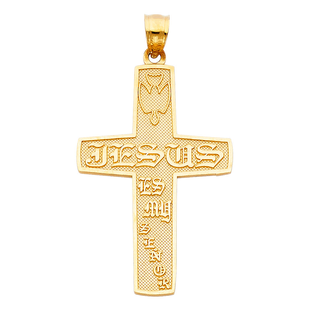 14k Yellow Gold Jesus Is My Lord Cross Jesús Es Mi Señor Cruz Pendant Charm
