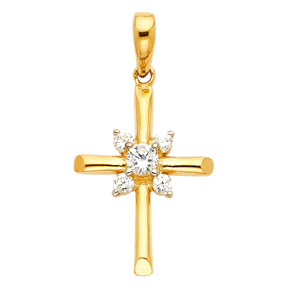14k Yellow Gold Resurrection Promise Radiant Life Cross Pendant Bright Charm