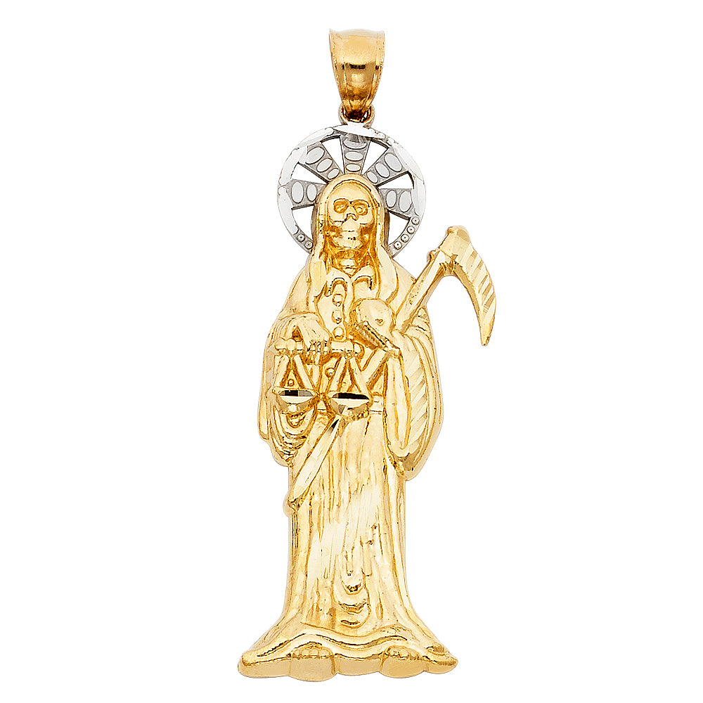 14k Two-Color Gold Thief of Life Grim Reaper Angel of Death Pendant Wicked Charm