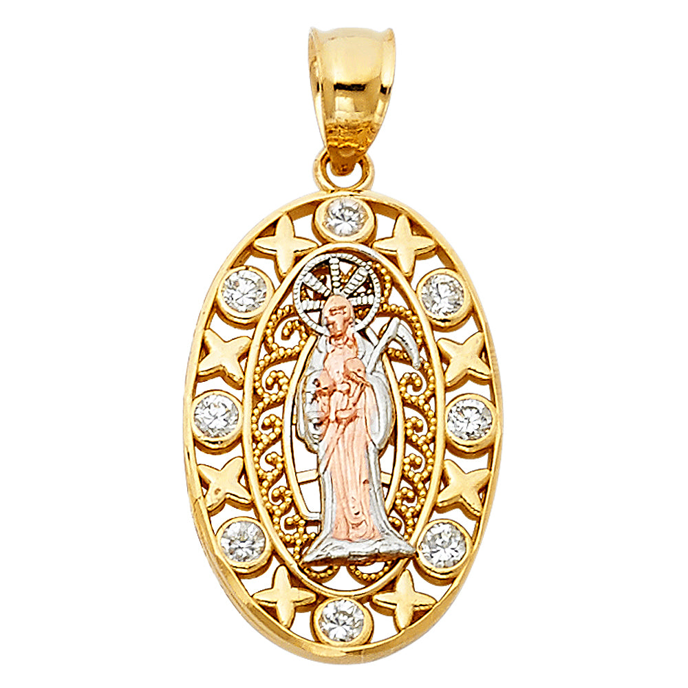 14k Tri-Color Gold Evil Death Saint Grim Reaper Dark Angel Pendant Broken Charm