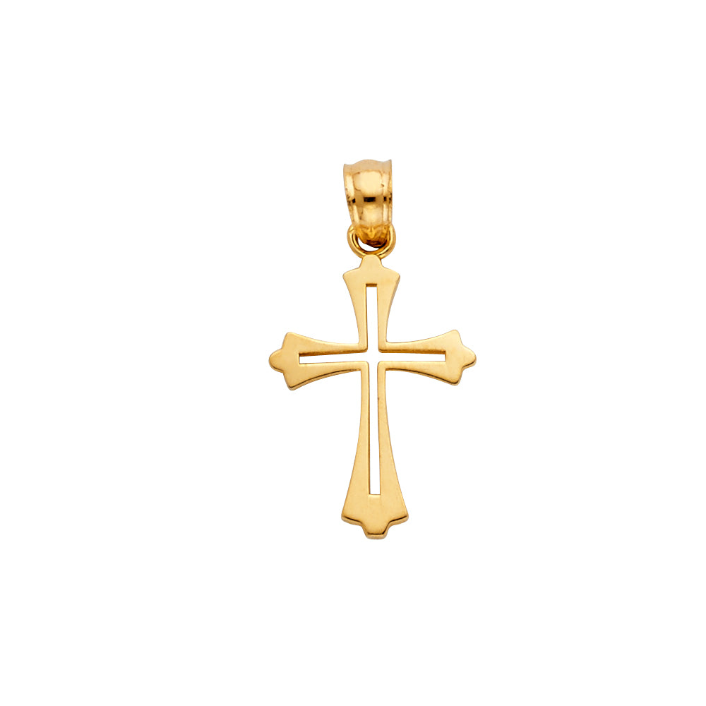14k Yellow Gold Modern Open Cross Pendant High Polish Cutout Jesus Christ Charm