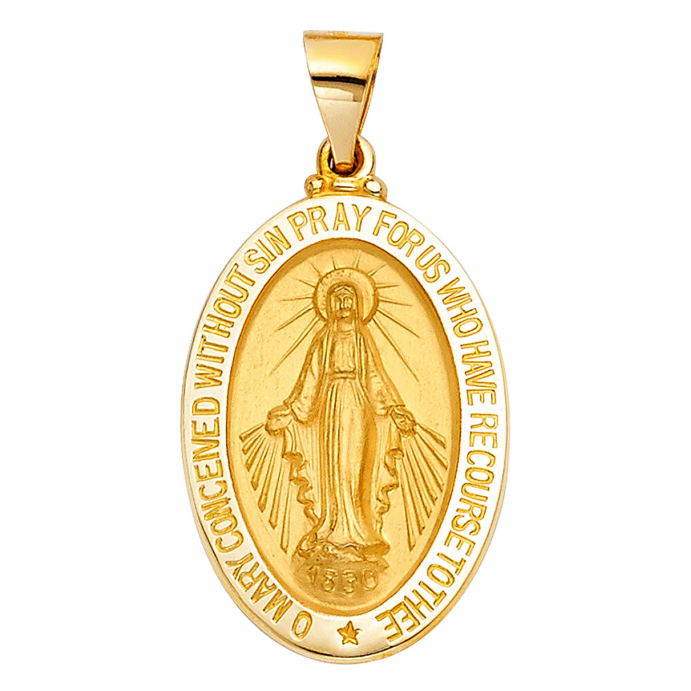 14k Yellow Gold The Miraculous Medal Milagrosa Medallion Virgin Mary Pendant