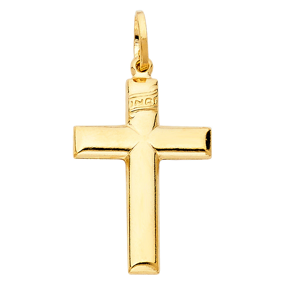 14k Yellow Gold INRI High Polish Cross Pendant Shiny Jesus Christ Vintage Charm