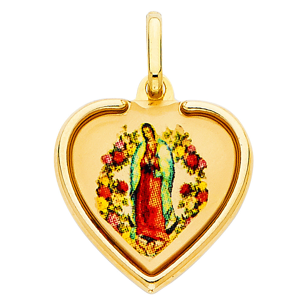 14k Yellow Gold Saint Mary Holy Love Devine God Pendant Charm