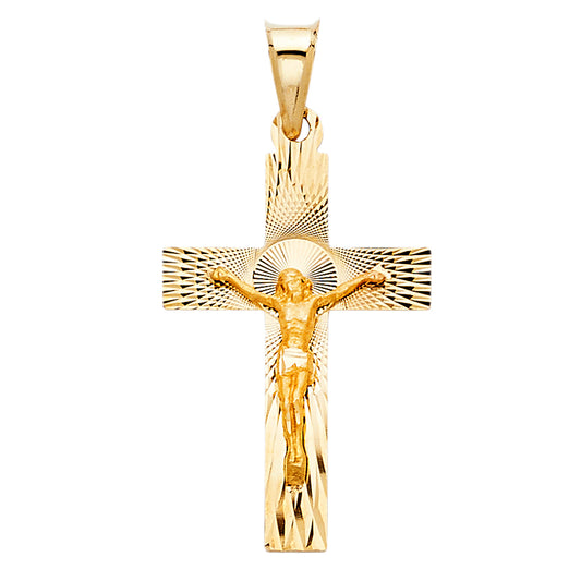 14k Yellow Gold Jesus Crucified Without Sin God The Father Crucifix Pendant