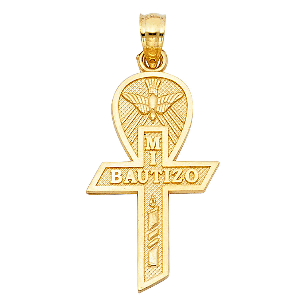 14k Yellow Gold Mi Bautizo Holy Baptism Ceremony Pendant Catholic Present Charm