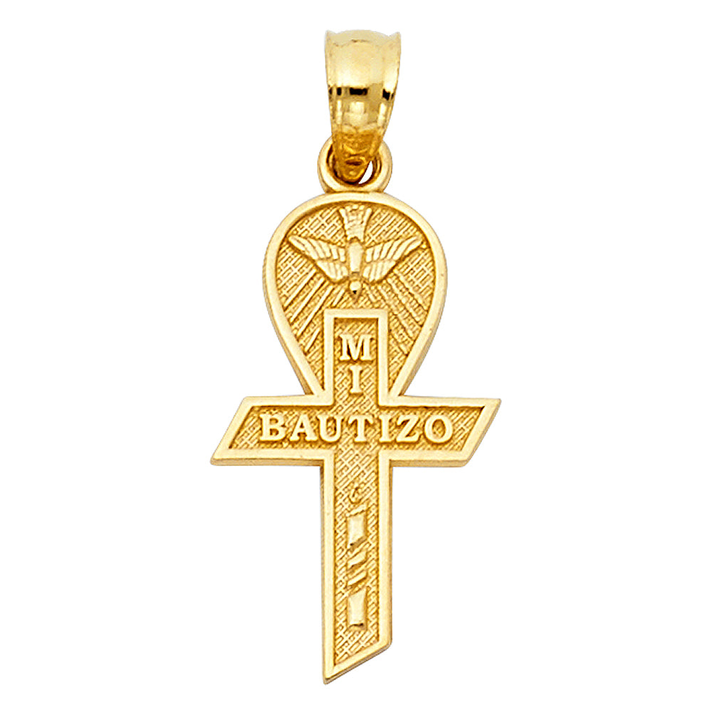 14k Yellow Gold Mi Bautizo Holy Baptism Ceremony Pendant Catholic Present Charm
