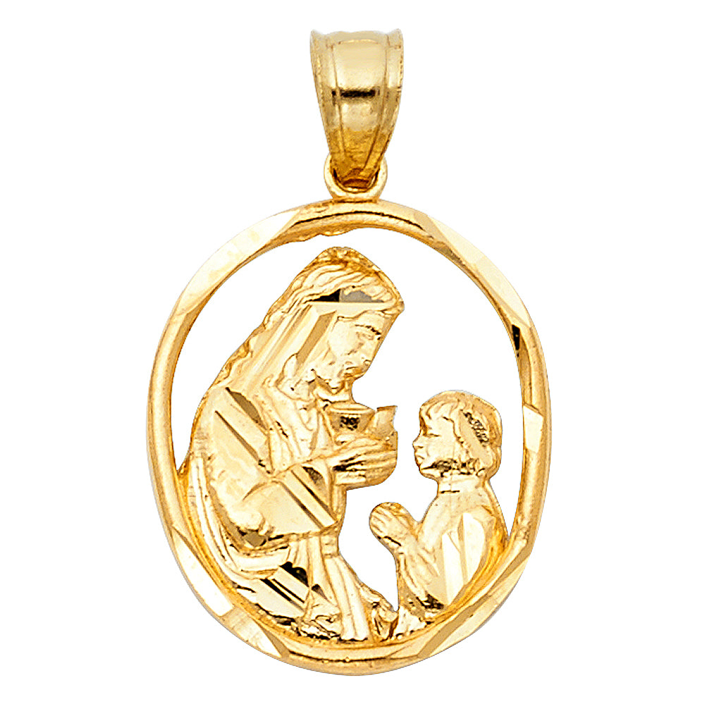 14k Yellow Gold Holy Sacrament Primera Communion My First Pendant Roman Charm