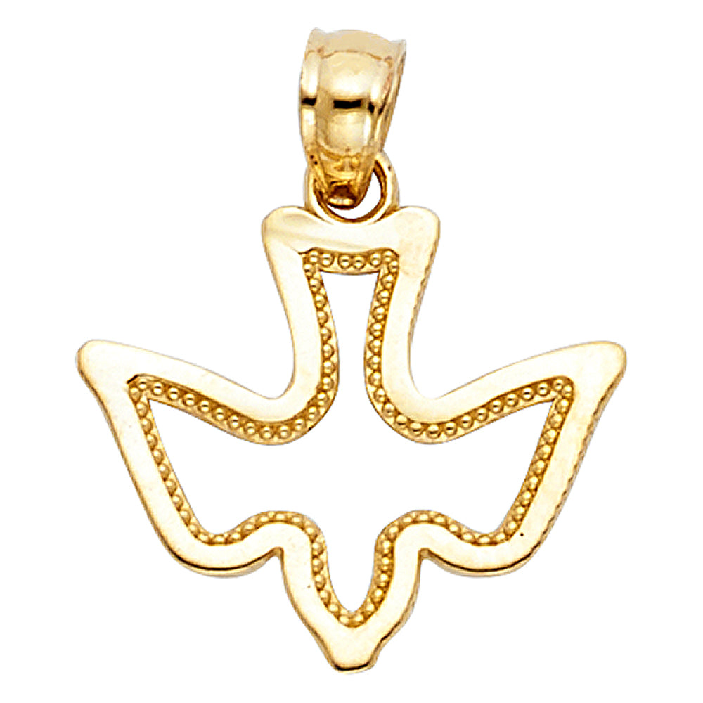 14k Yellow Gold Angel Peace Heaven Holy Spirit Dove Pendant Paradise Charm