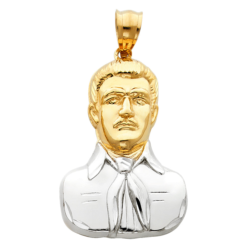 14k White Yellow Gold Malverde Sinaola Pendant Narco Saint Angel for Poor Charm