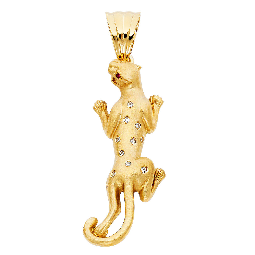 14k Yellow Gold Mountain Lion Black Panther on the Prowl Pendant Charm