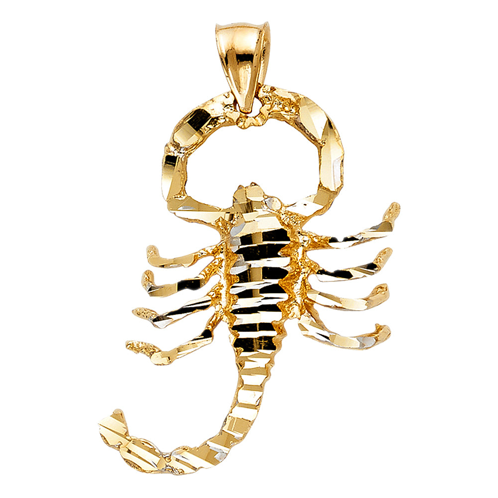 14k Yellow Gold Scorpio 3D Precision-Cut Scorpion Pendant Diamond-Cut Charm