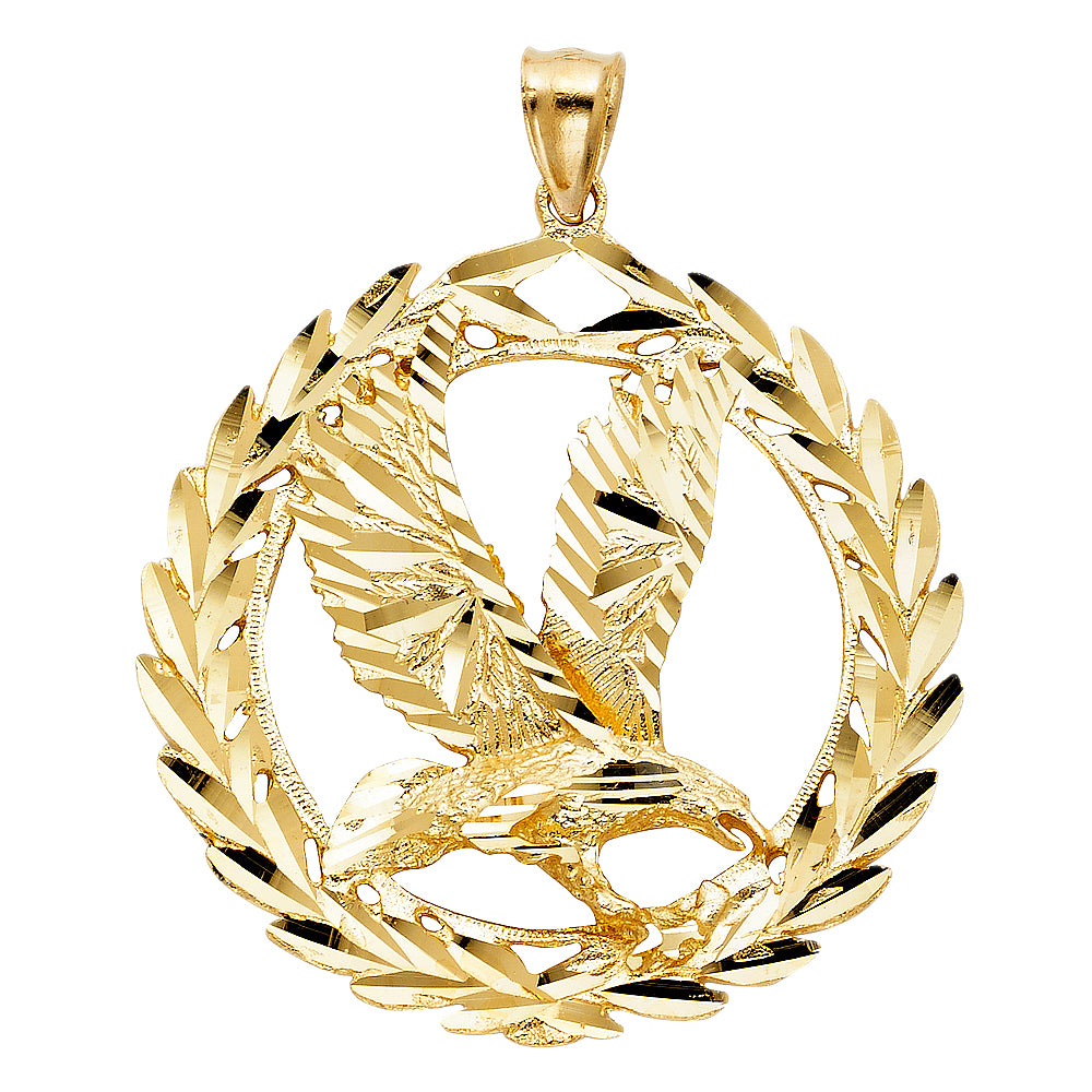 14k Yellow Gold Majestic American Eagle Pendant Charm